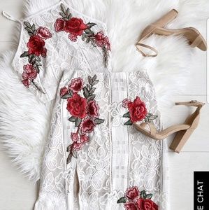 LuLu's Ivory Lace Two Piece Dress
